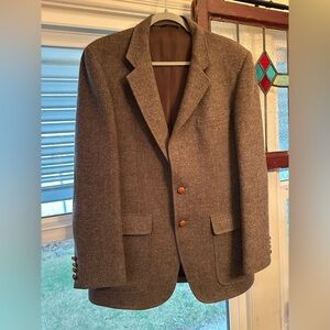 Vintage Mens Brown Wool Tweed 2 Button Blazer Sport Coat. Marco Francini. Sz. 40